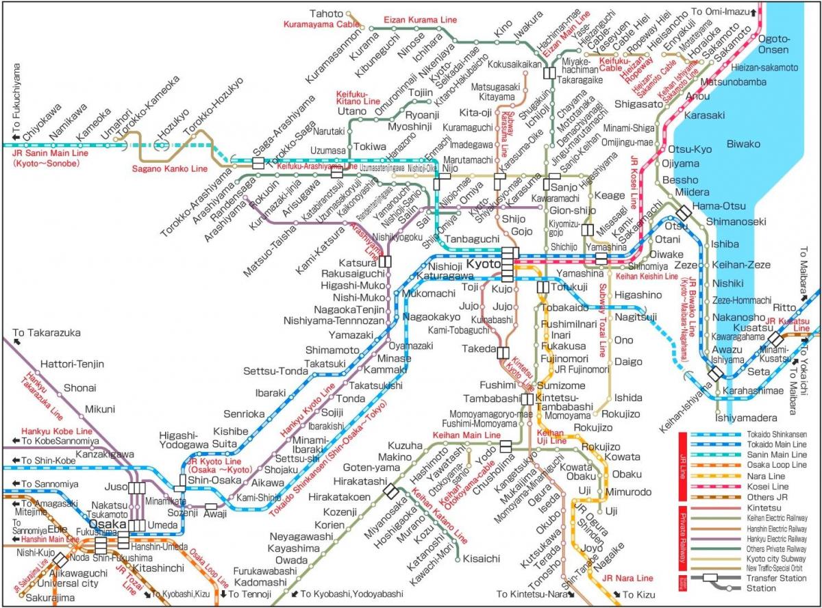 Kyoto treinstations kaart