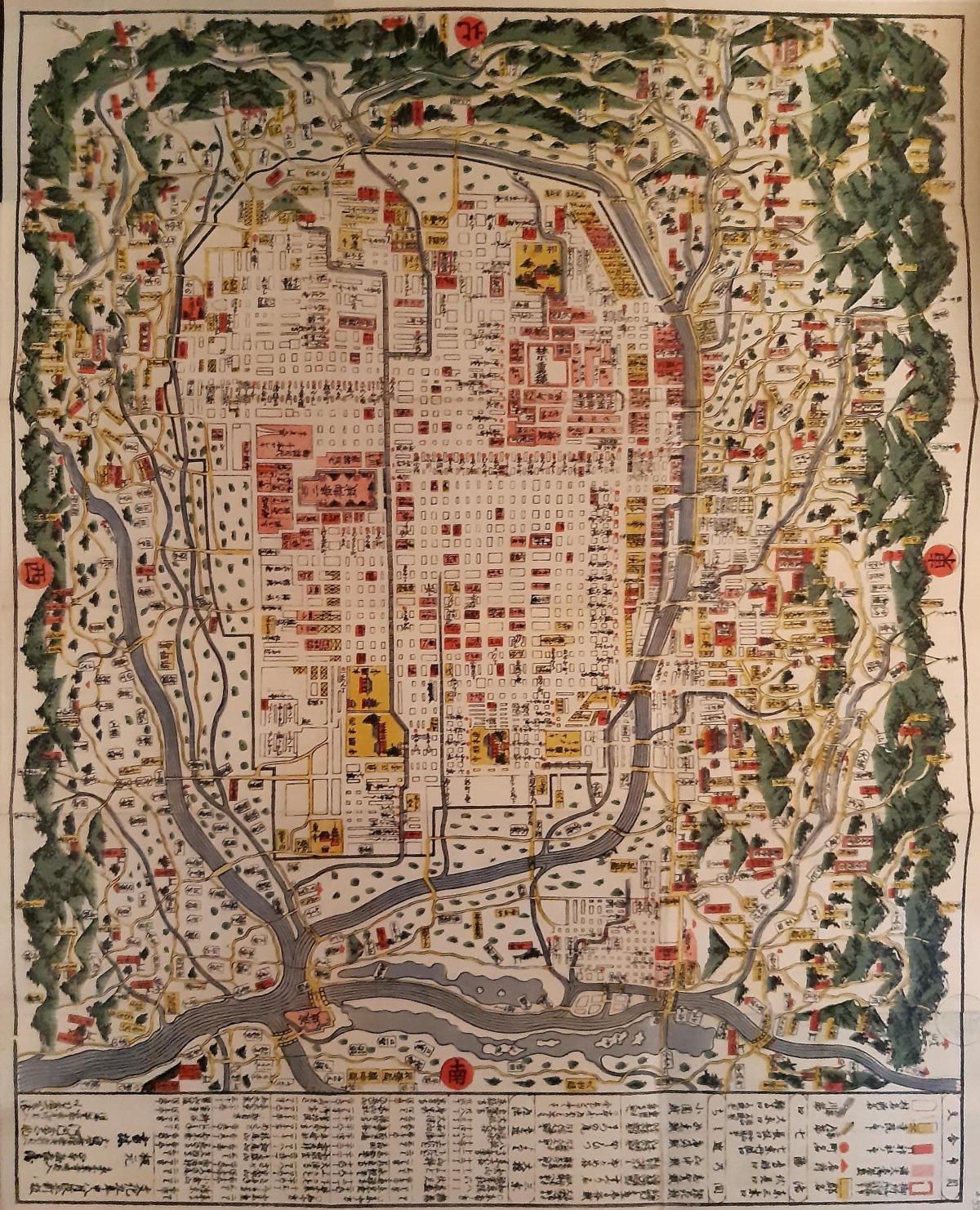 Antieke kaart van Kyoto